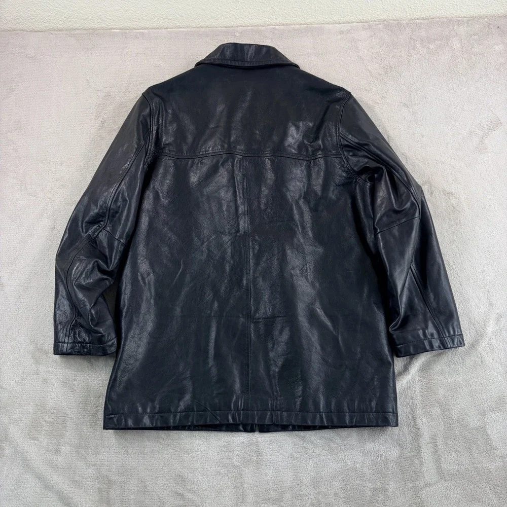 Vintage Banana Republic Quilt Lined Jacket in Black 100% Leather Men Medium Y2K